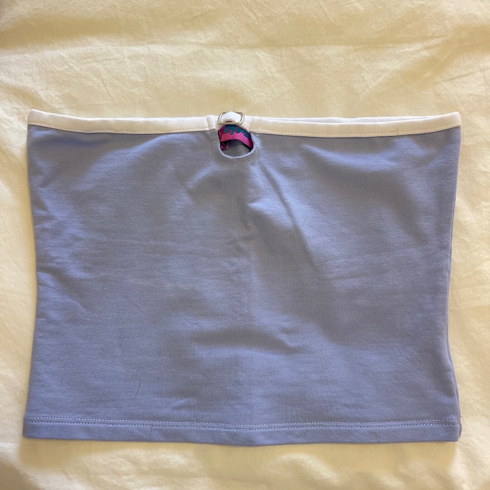 Strapless buckle two tone top